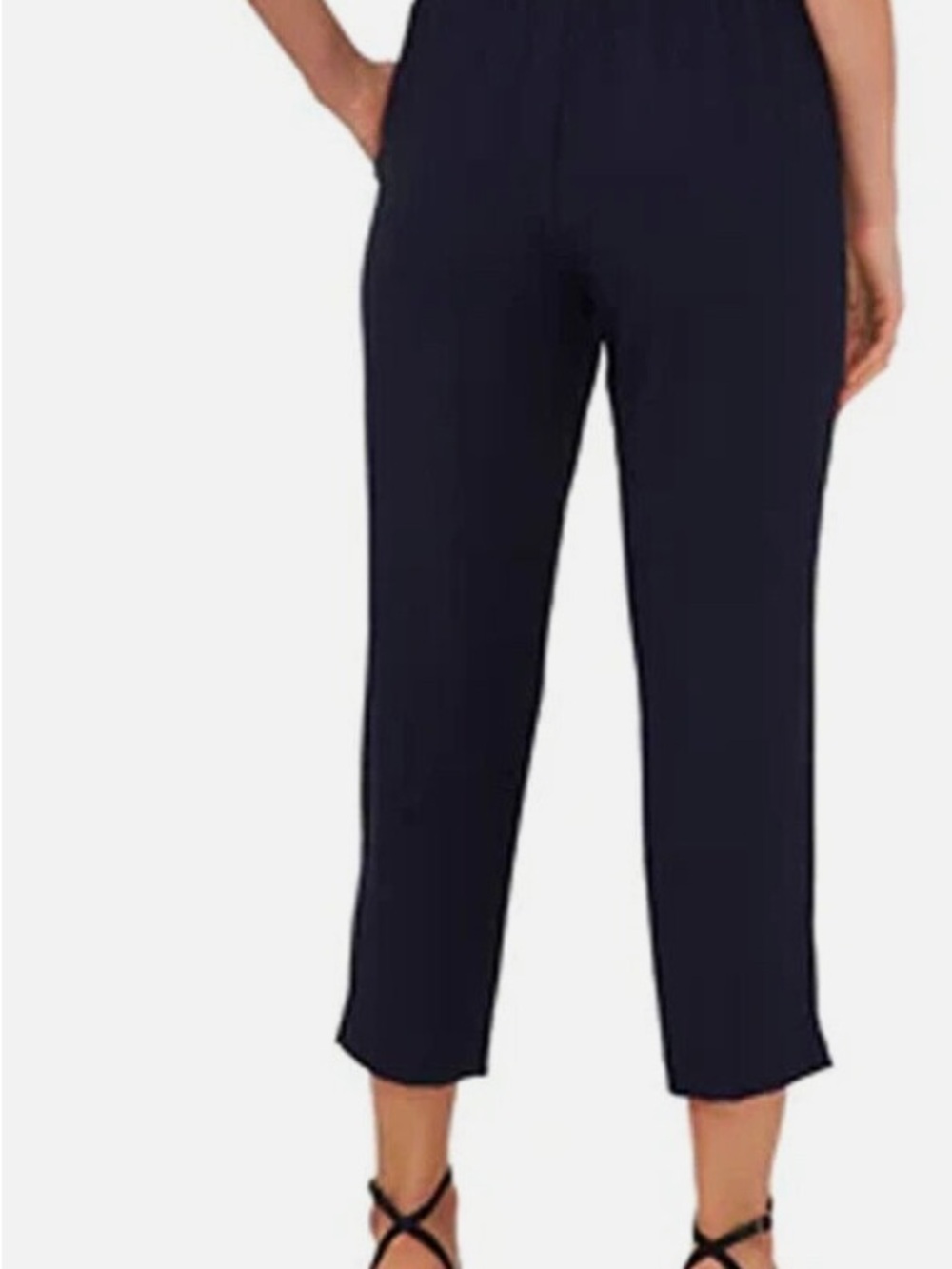 Vince Camuto Navy Cropped Wide-Leg Pull-On Pants